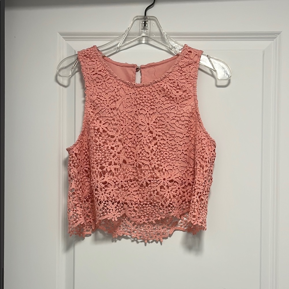 Pink Lace Sleeveless Top